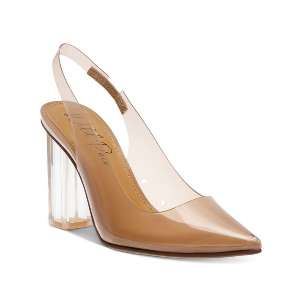 WILD PAIR Womens Beige Dharma Pointed Toe Block Heel Slip On Slingback 6.5 M
